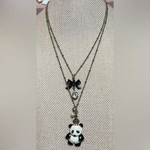 Betsey Johnson Princess Panda  Layered Necklace Vintage
